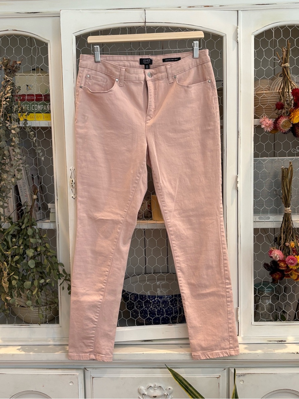 Jones New York Pale Pink Straight-Leg Jeans